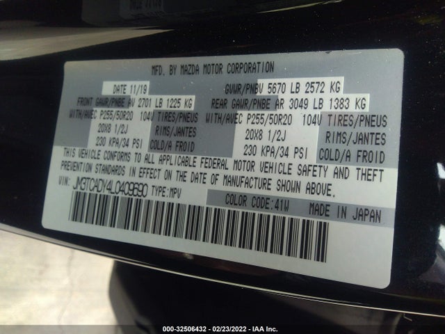 2020 Mazda CX-9, VIN: JM3TCADY4L0409690