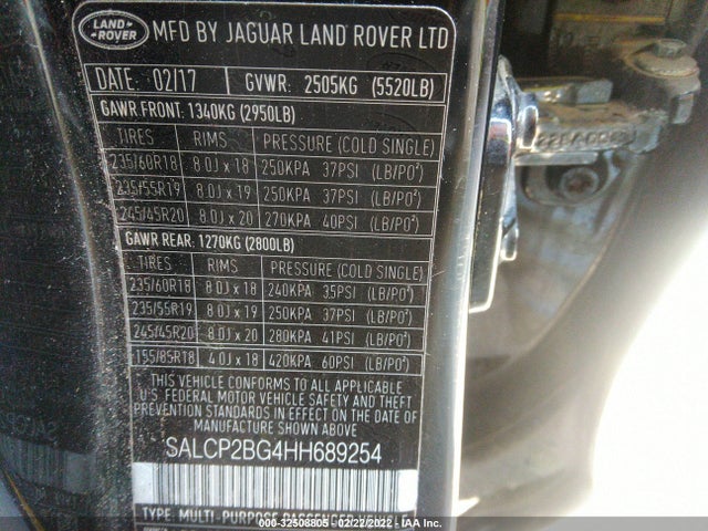 2017 Land Rover Discovery, VIN: SALCP2BG4HH689254