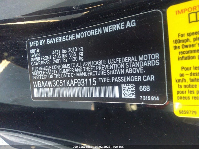2019 BMW 4 Series, VIN: WBA4W3C51KAF93115