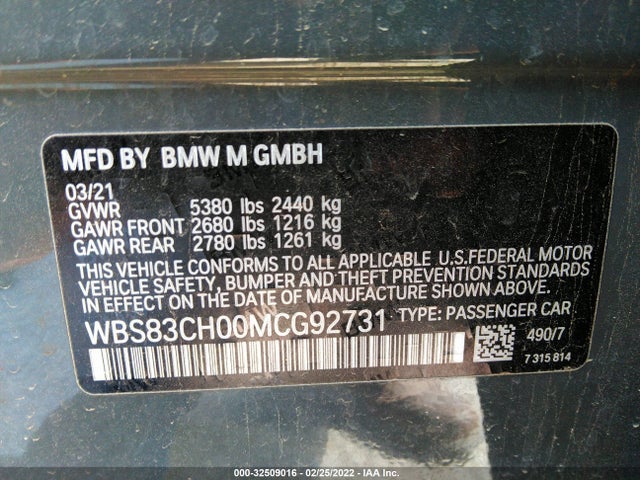 2021 BMW M5, VIN: WBS83CH00MCG92731