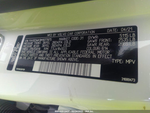 2021 Volvo V60, VIN: YV4102WK9M1077875