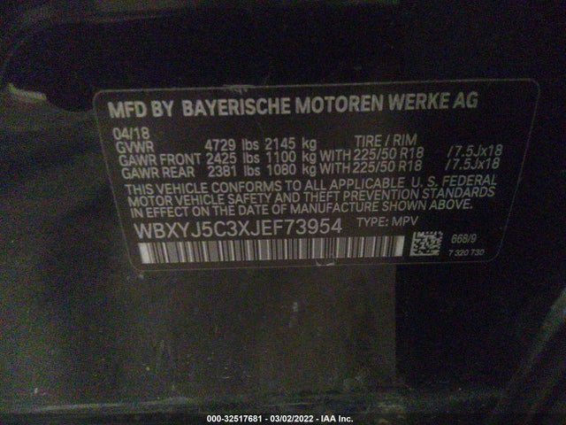 2018 BMW X2, VIN: WBXYJ5C3XJEF73954