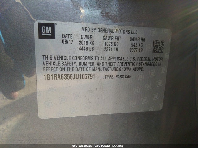 2018 Chevrolet Volt, VIN: 1G1RA6S56JU105791