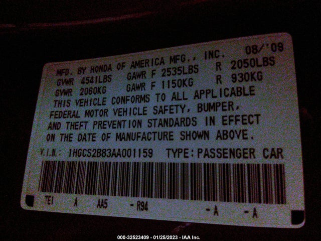 2010 HONDA ACCORD CPE EX-L VIN: 1HGCS2B83AA001159