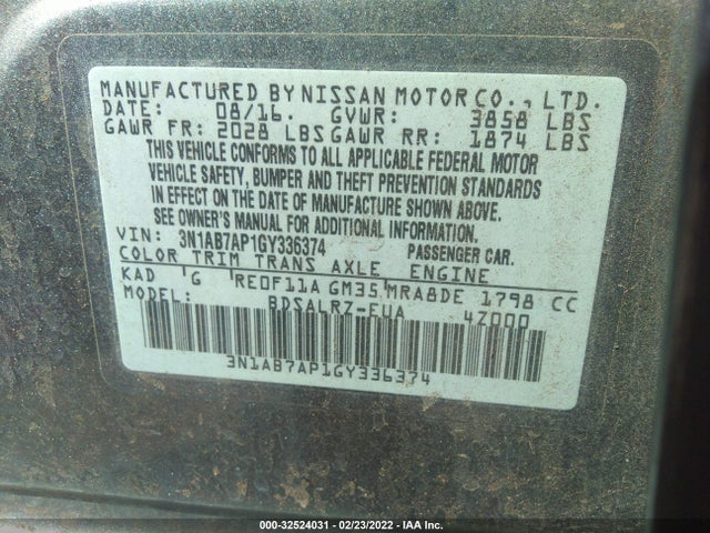 Nissan SENTRA SR 2016 3N1AB7AP1GY336374 Image 11