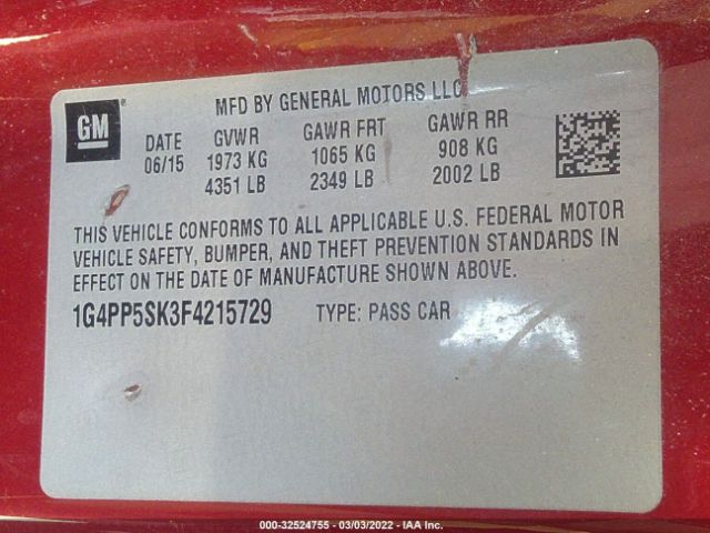 1G4PP5SK3F4215729 Buick Verano