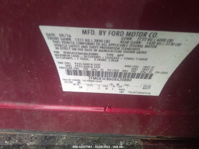 2016 Ford Flex, VIN: 2FMGK5C86GBA20880