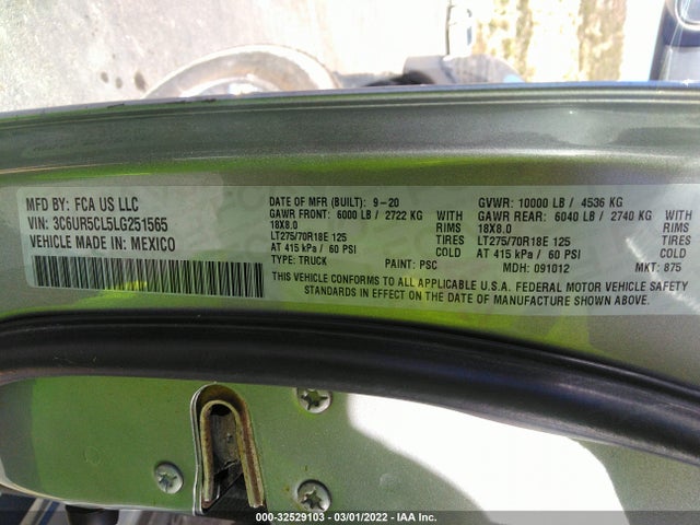 2020 Ram 2500, VIN: 3C6UR5CL5LG251565