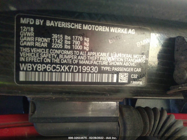 2019 BMW i3, VIN: WBY8P6C5XK7D19930