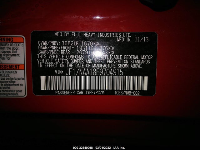 2014 Scion FR-S, VIN: JF1ZNAA18E9704915
