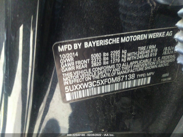 2015 BMW X4, VIN: 5UXXW3C5XF0M87138