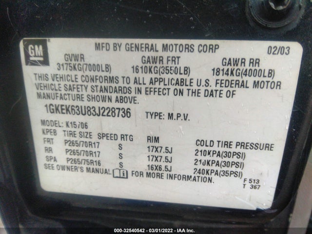 GMC YUKON DENALI 2003 1GKEK63U83J228736 Image 11