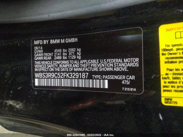 2015 BMW M4, VIN: WBS3R9C52FK329187