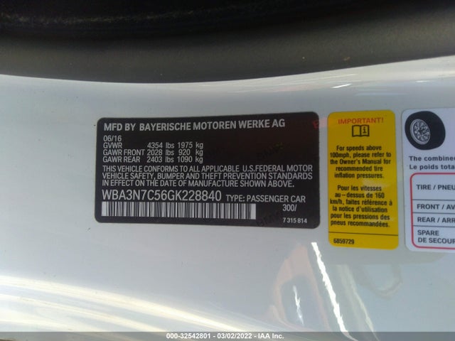 2016 BMW 4 Series, VIN: WBA3N7C56GK228840