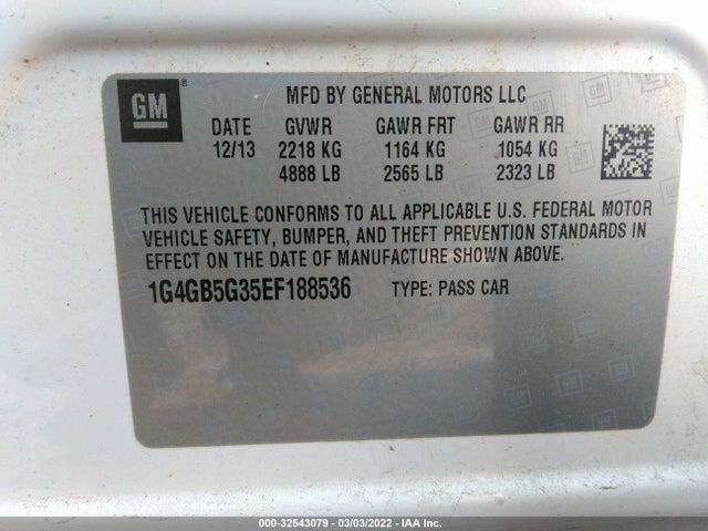 2014 Buick LaCrosse, VIN: 1G4GB5G35EF188536