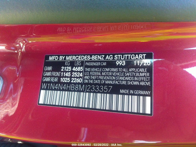 2021 Mercedes-Benz GLA-Class, VIN: W1N4N4HB8MJ233357