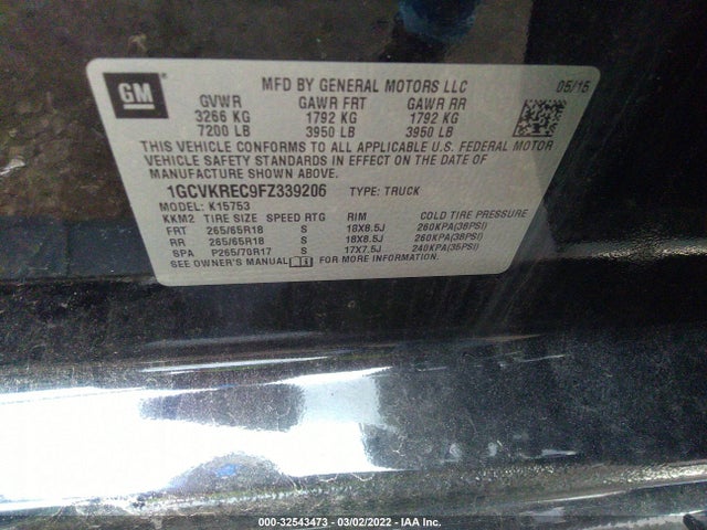 2015 Chevrolet Silverado 1500, VIN: 1GCVKREC9FZ339206