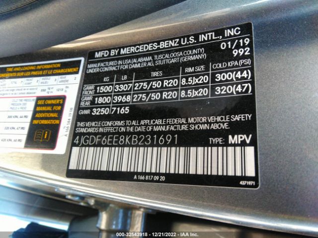 4JGDF6EE8KB231691 Mercedes-Benz Gls Gls 450