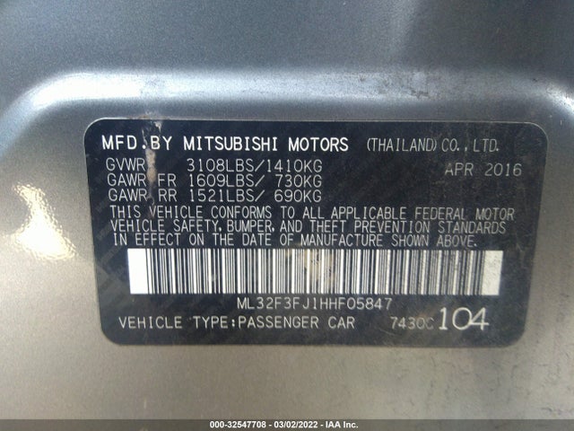 Mitsubishi MIRAGE G4 2017 ML32F3FJ1HHF05847 Image 11