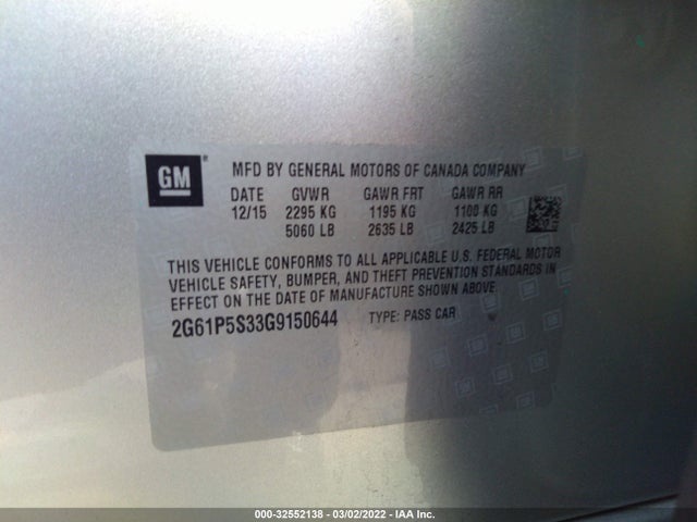 2016 Cadillac XTS, VIN: 2G61P5S33G9150644