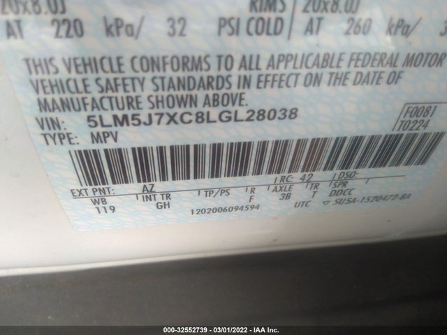 2020 Lincoln Aviator, VIN: 5LM5J7XC8LGL28038