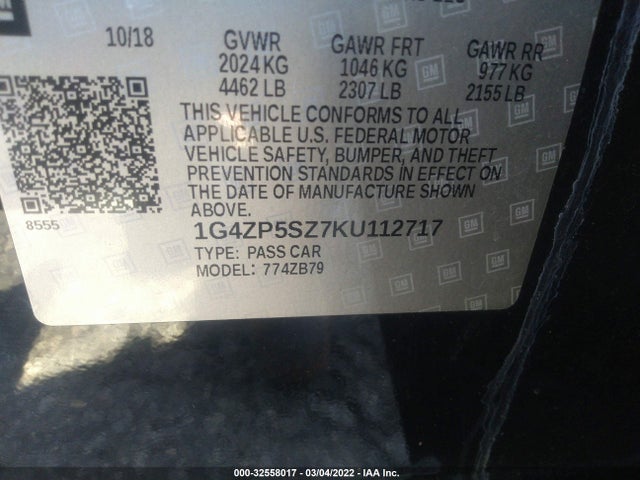 2019 Buick LaCrosse, VIN: 1G4ZP5SZ7KU112717
