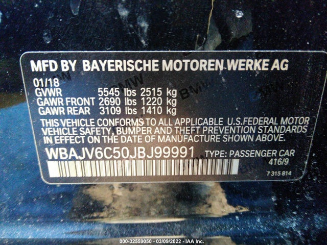 2018 BMW 6 Series, VIN: WBAJV6C50JBJ99991