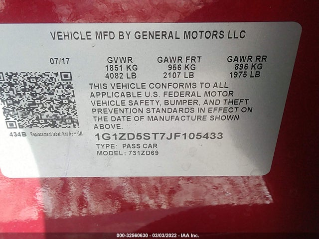 Chevrolet MALIBU LT 2018 1G1ZD5ST7JF105433 Image 9