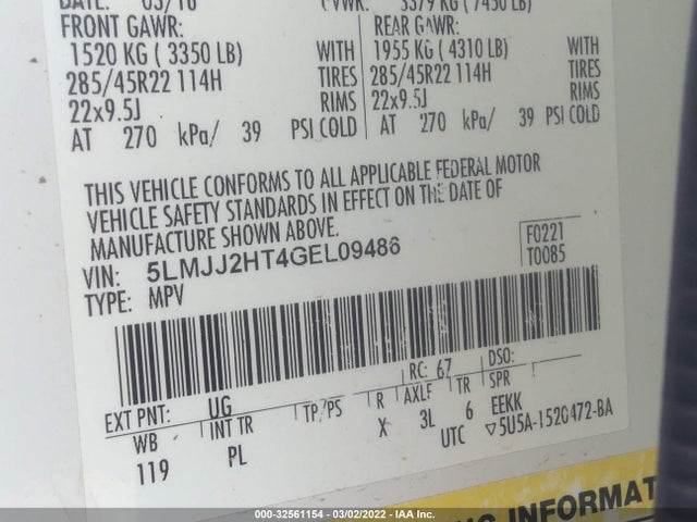 2016 Lincoln Navigator, VIN: 5LMJJ2HT4GEL09486