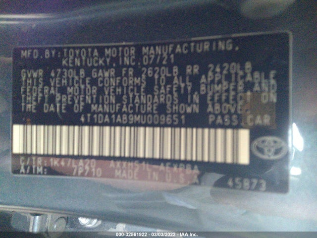 2021 Toyota Avalon, VIN: 4T1DA1AB9MU009651
