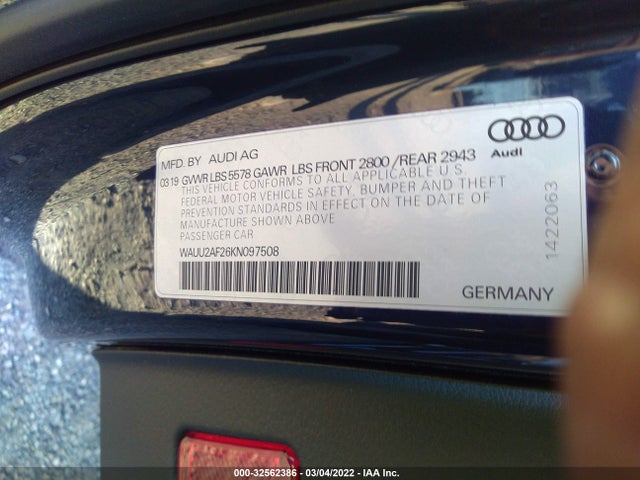 2019 Audi A7, VIN: WAUU2AF26KN097508