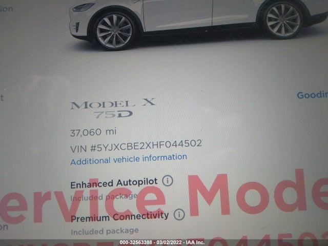 2017 Tesla Model X, VIN: 5YJXCBE2XHF044502