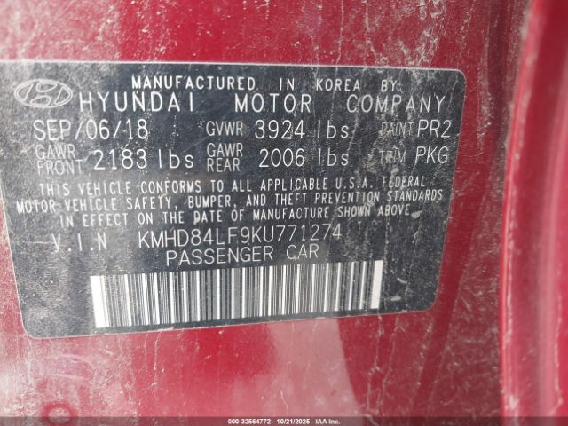 2019 HYUNDAI ELANTRA KMHD84LF9KU771274 Photo 8