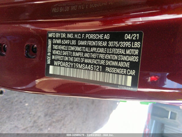 2021 Porsche Taycan, VIN: WP0AB2Y19MSA45121