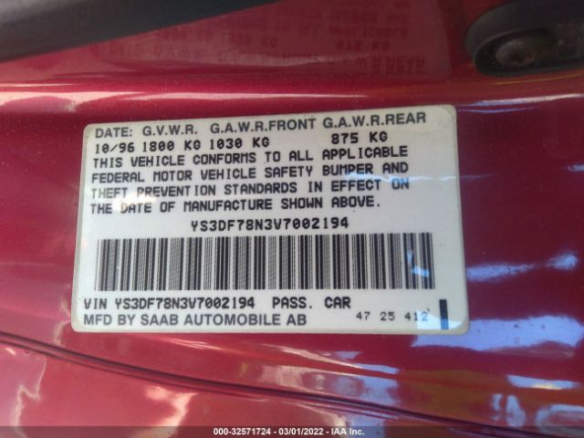 1997 SAAB 900 YS3DF78N3V7002194 Photo 8