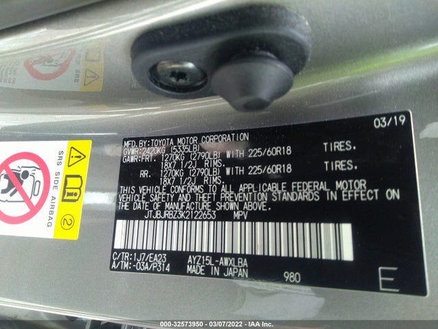 2019 Lexus NX, VIN: JTJBJRBZ3K2122653