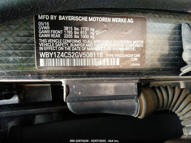 2016 BMW i3, VIN: WBY1Z4C52GV508118