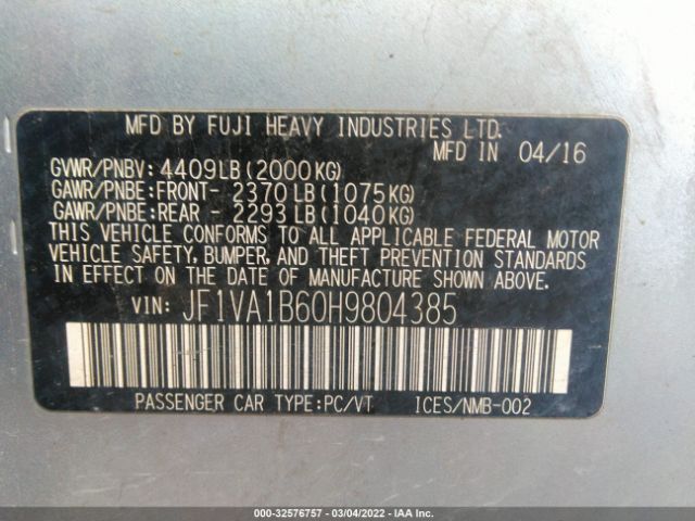 JF1VA1B60H9804385 Subaru WRX