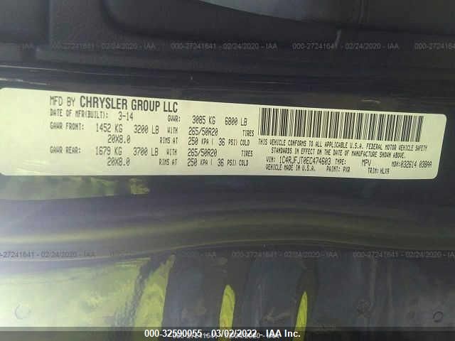 1C4RJFJT0EC474603 Jeep Grand Cherokee