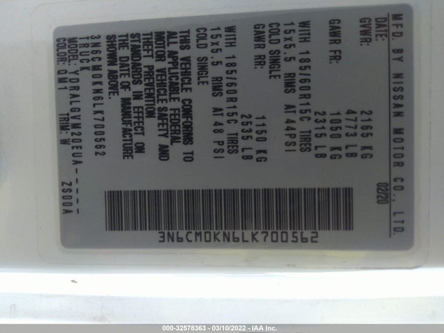 2020 Nissan NV 200, VIN: 3N6CM0KN6LK700562