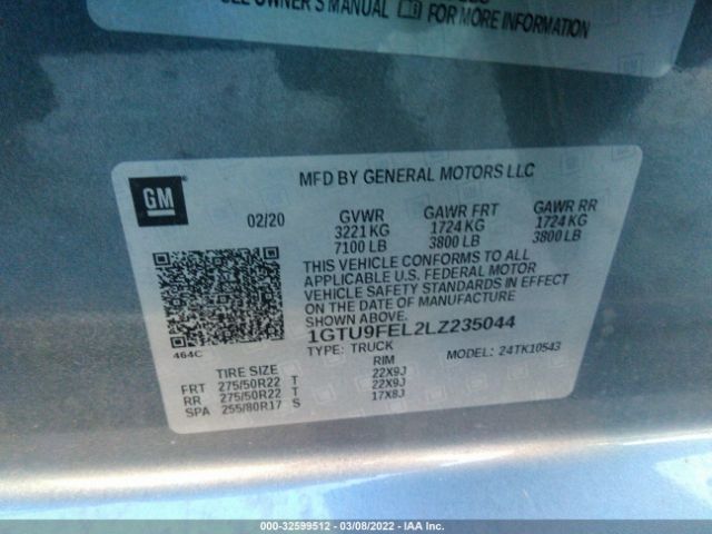 1GTU9FEL2LZ235044 GMC Sierra 1500 Denali