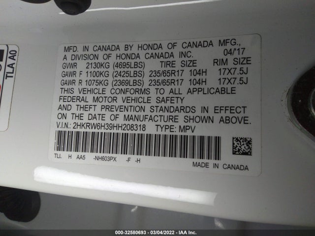 Honda CR-V LX 2017 2HKRW6H39HH208318 Image 9