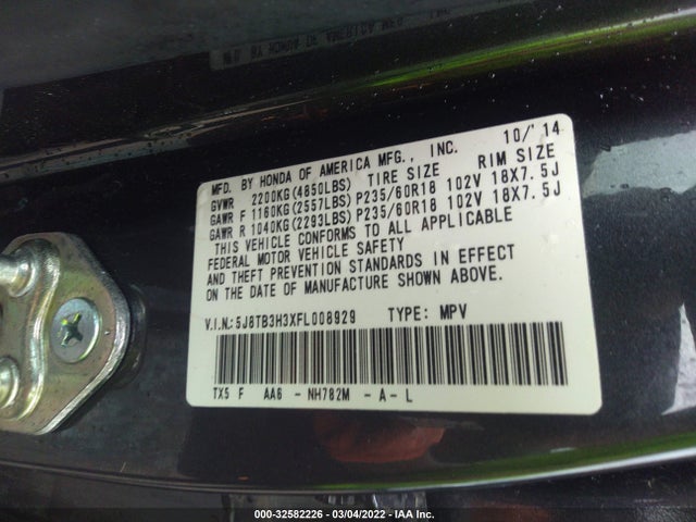 2015 Acura RDX, VIN: 5J8TB3H3XFL008929