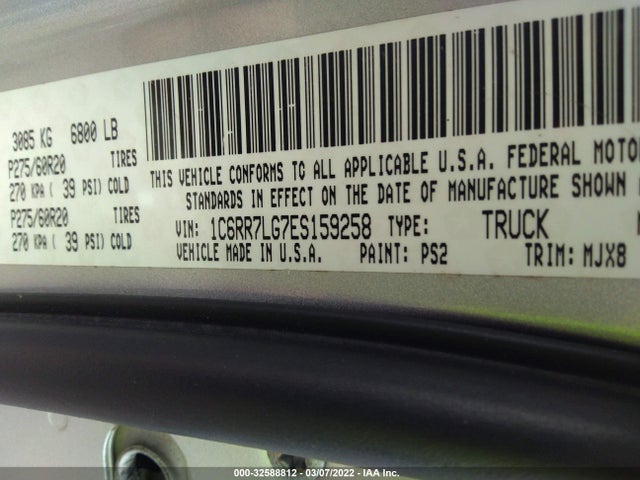 Dodge RAM 1500 2014 1C6RR7LG7ES159258 Image 10