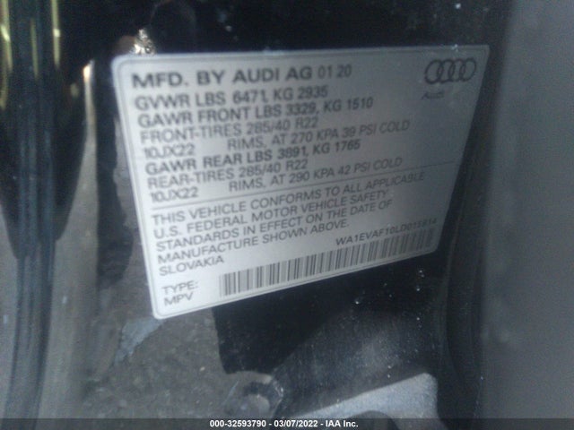 2020 Audi Q8, VIN: WA1EVAF10LD015814