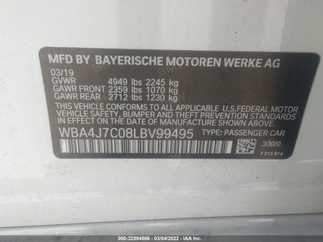 2020 BMW 4 Series, VIN: WBA4J7C08LBV99495