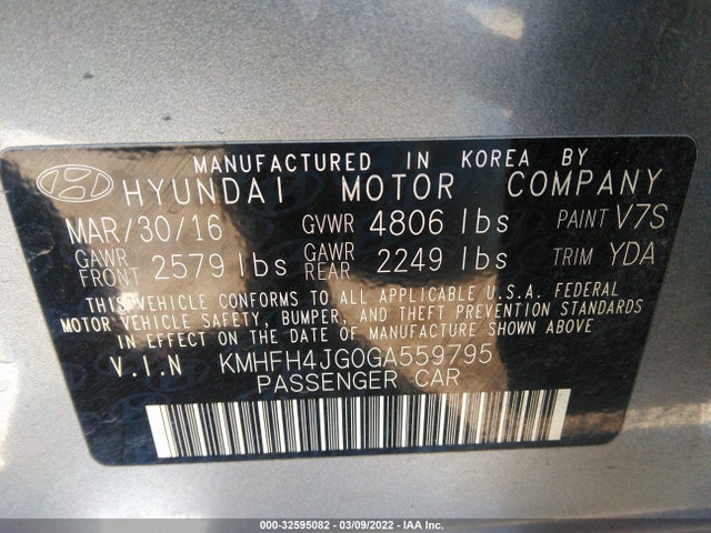 2016 Hyundai Azera, VIN: KMHFH4JG0GA559795