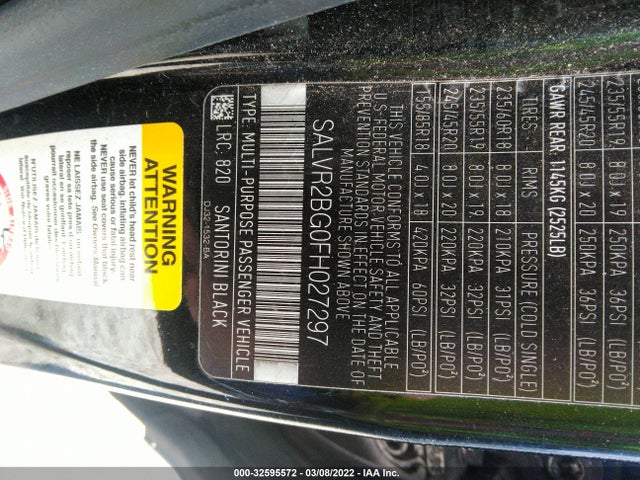 2015 Land Rover Range Rover Evoque, VIN: SALVR2BG0FH027297