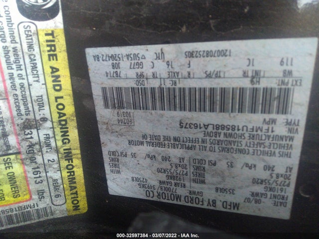 Aukcja sprzedaży 2008 Ford Expedition Eddie Bauer/king Ranch, vin: 1FMFU18588LA16375, numer aukcji: 32597384