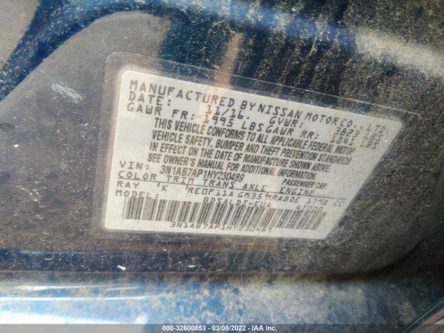 Продаж на аукціоні авто 2017 Nissan Sentra Sv, vin: 3N1AB7AP1HY230489, номер лоту: 32600853